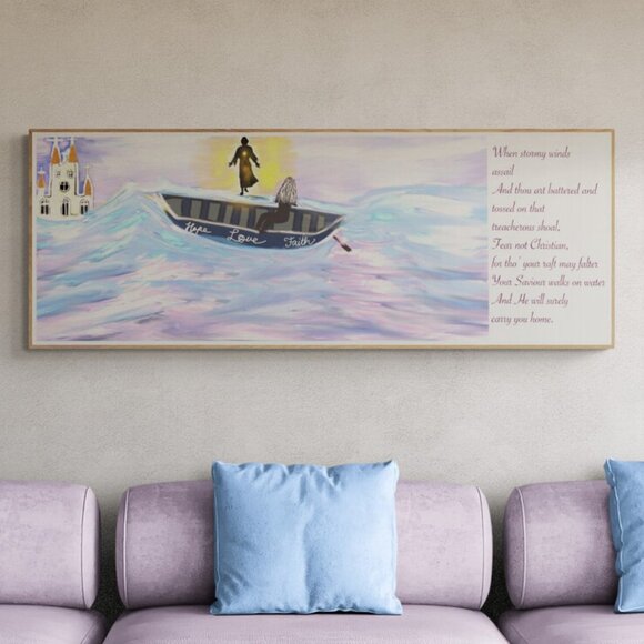 Jesus Walks on Water | Christian art | Modern Wall Art Decor | Minimalist - Picture 1 of 4